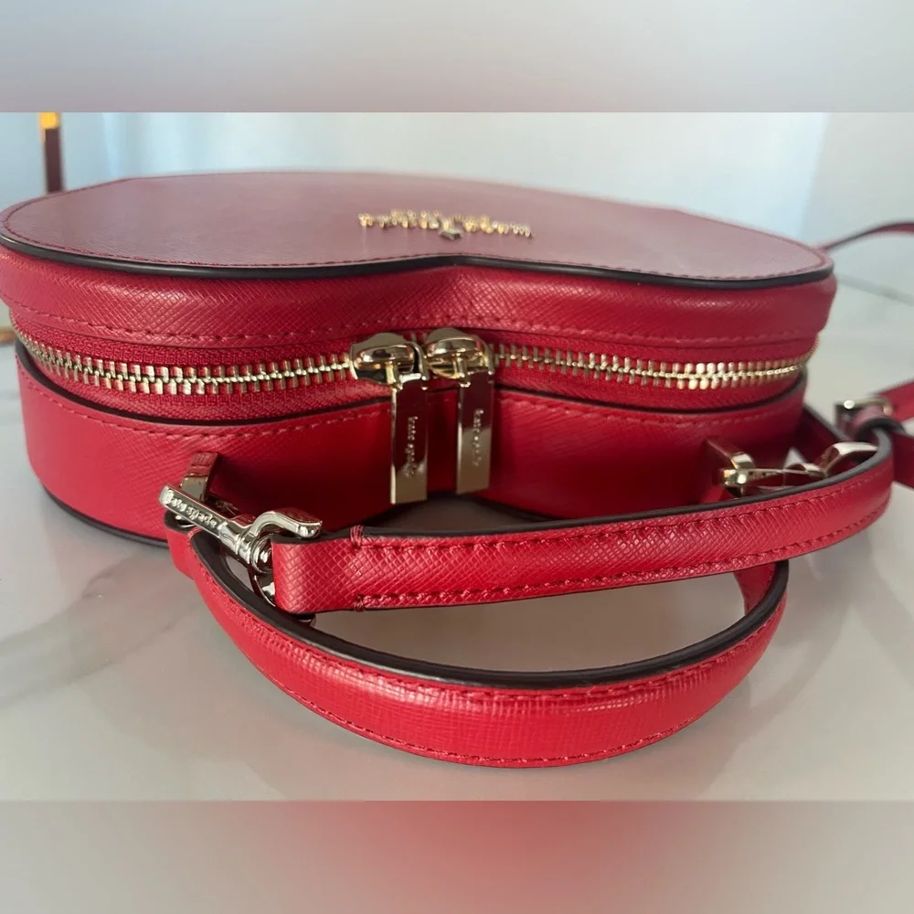 Kate Spade Love Shack Heart Leather Bag Purse Candied Cherry Red Saffiano NEW